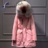 Moncler pink jacket with white fox